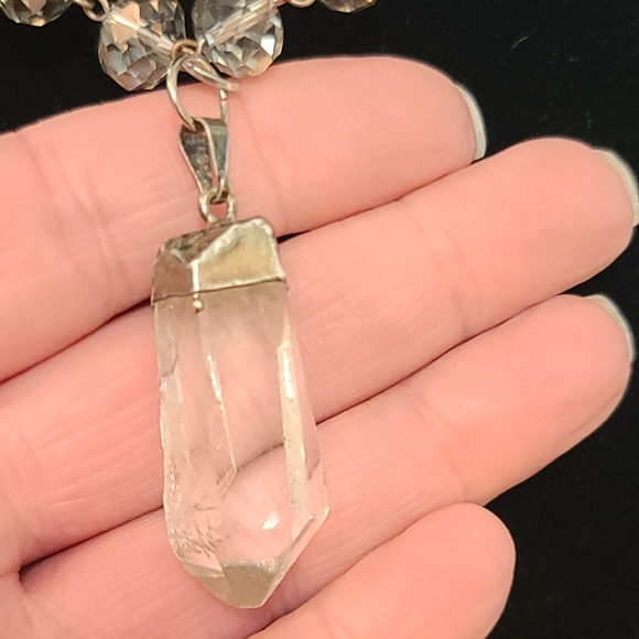 Clear Quartz Crystal Point Charm on 16"-18" necklace Abundance & Prosperity - Picture 6 of 6